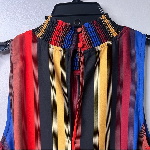 Allison Joy Women’s Mock Neck Sleeveless Striped Blouse Size Small Career Office - Picture 7 of 10